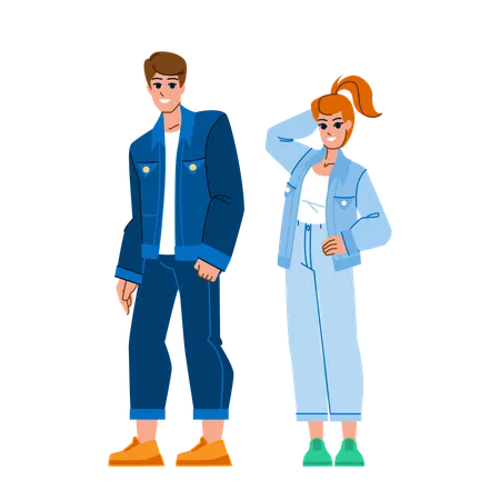 Couple portant un jean  Illustration