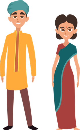 Couple portant une robe indienne  Illustration