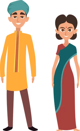 Couple portant une robe indienne  Illustration