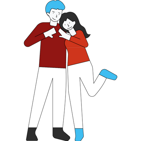 Couple posant ensemble  Illustration