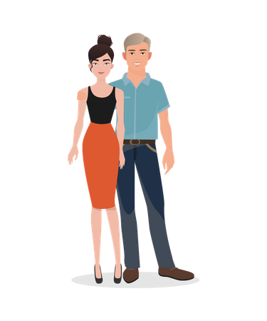 Couple posing for photo  Illustration