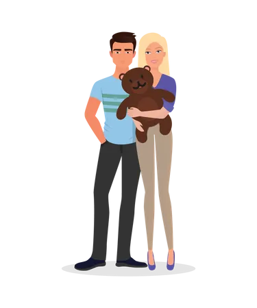 Couple posing for photo  Illustration