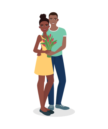 Couple posing for photo  Illustration