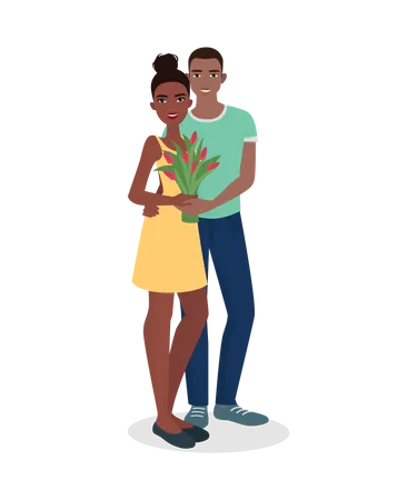 Couple posing for photo  Illustration