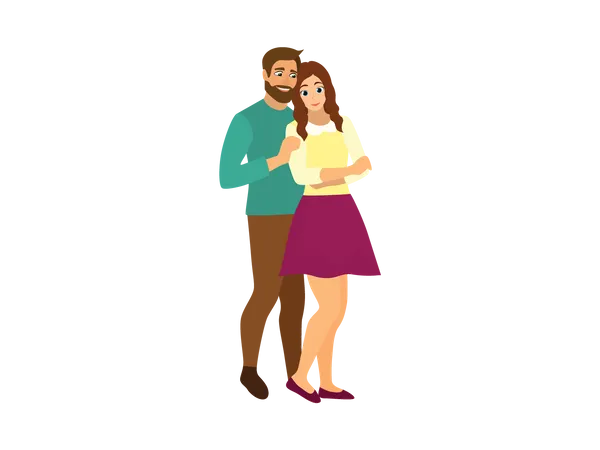 Couple posing for photo  Illustration