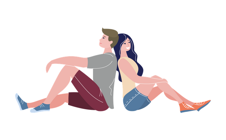 Couple Posing Together  Illustration
