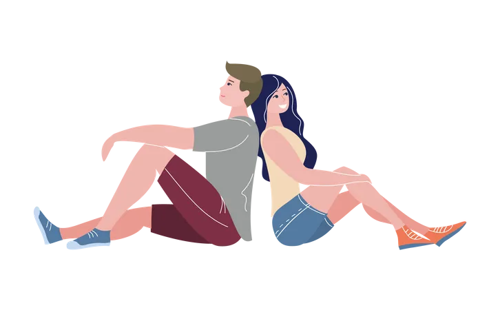 Couple Posing Together  Illustration
