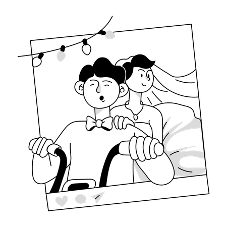 Couple posts their Wedding Pictures  Illustration