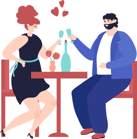 Couple en rendez-vous romantique  Illustration