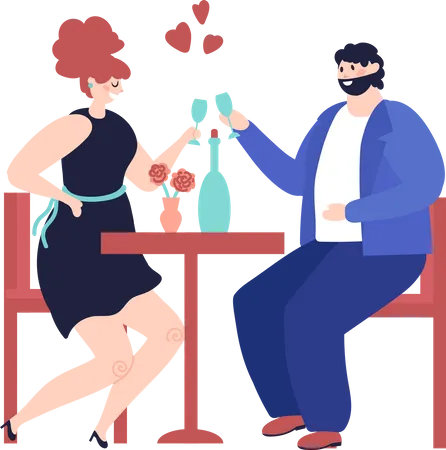 Couple en rendez-vous romantique  Illustration