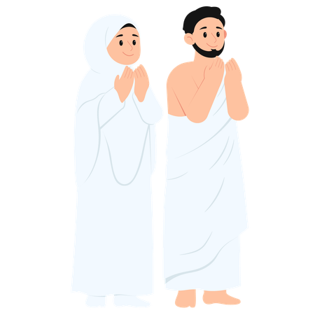 Couple Pray While Hajj  Illustration