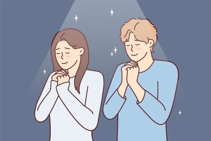 Couple praying to god  Illustration