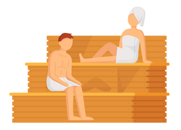 Couple prenant un spa sauna  Illustration
