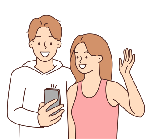 Couple prenant un selfie  Illustration