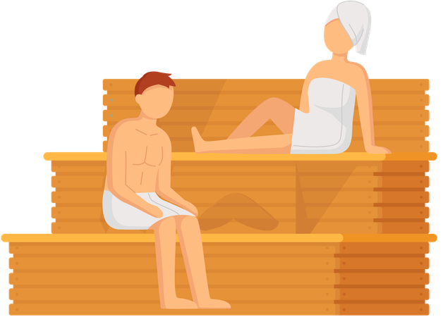 Couple prenant un bain de vapeur ensemble  Illustration