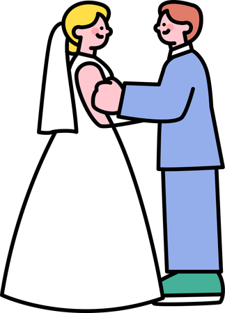 Couple prenant ses vœux de mariage  Illustration