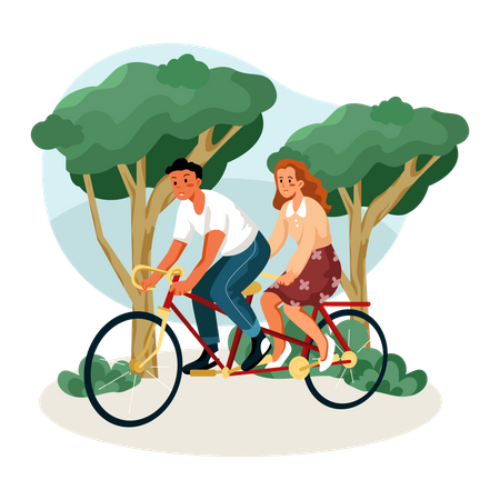 Couple appréciant le vélo  Illustration