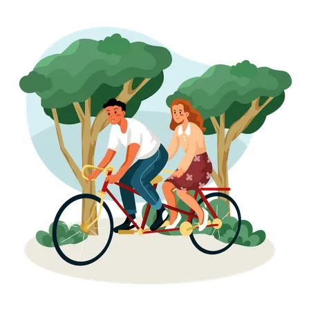 Couple appréciant le vélo  Illustration