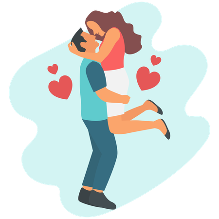 Couple appréciant l'amour et le rire  Illustration