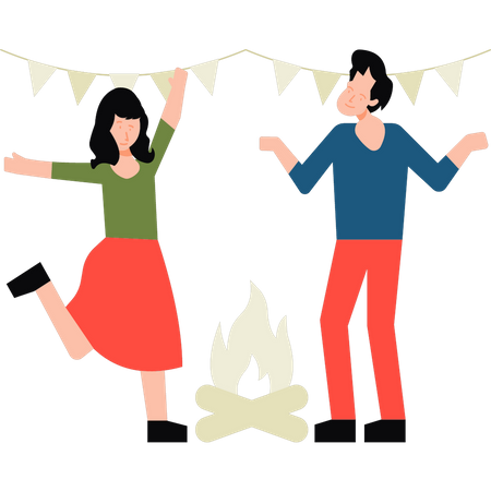 Couple profitant de la fête  Illustration