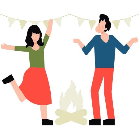 Couple profitant de la fête  Illustration