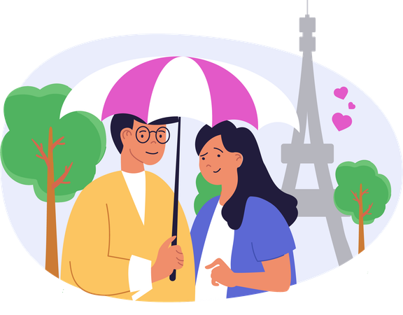 Couple profitant des vacances ensemble  Illustration