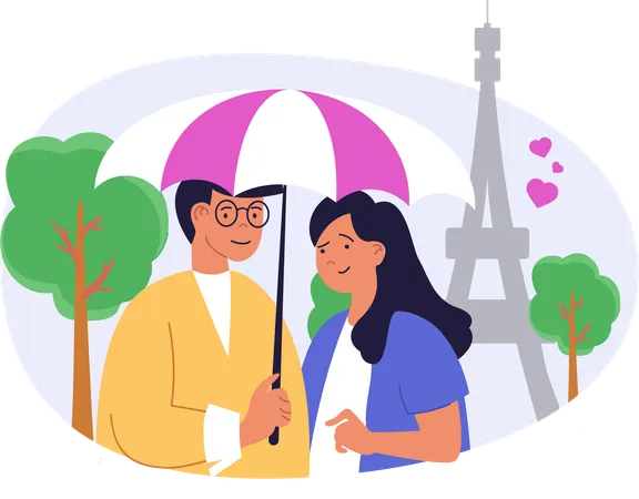 Couple profitant des vacances ensemble  Illustration