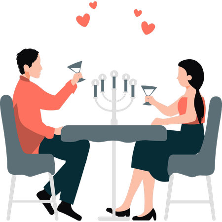 Couple, apprécier, boisson, date  Illustration