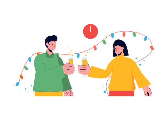 Couple appréciant la fête de Noël  Illustration