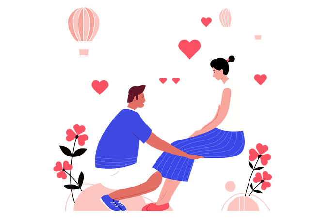 Un couple propose en mariage  Illustration