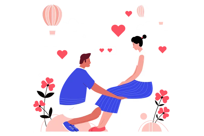 Un couple propose en mariage  Illustration