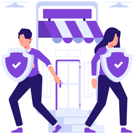 Couple protects payment gateway  Illustration