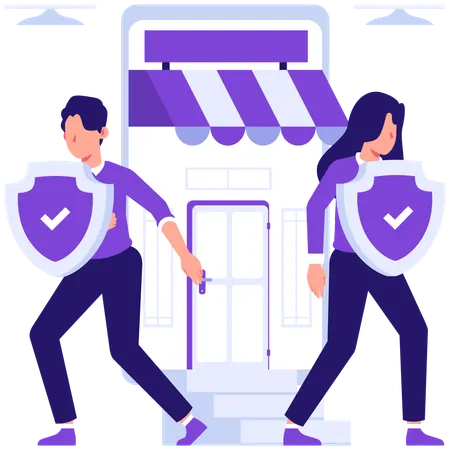 Couple protects payment gateway  Illustration