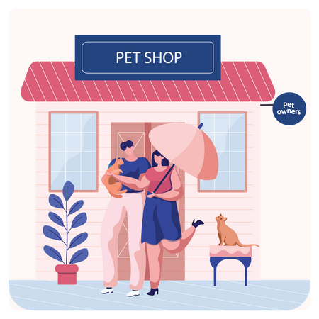 Couple purchased cat from pet shop  Illustration