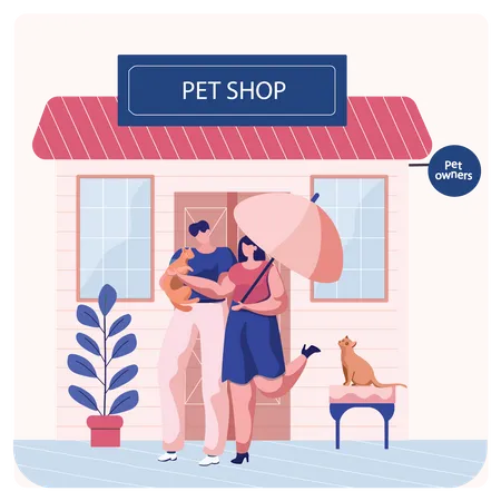 Couple purchased cat from pet shop  Illustration