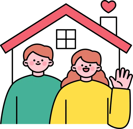 Couple purchases new house  Illustration