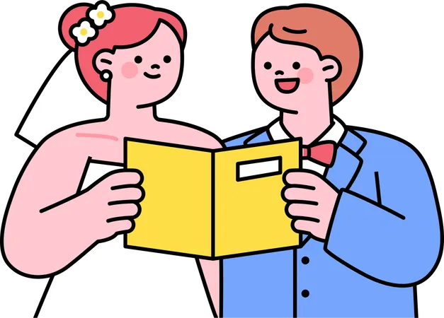Couple reading bible book together  Illustration