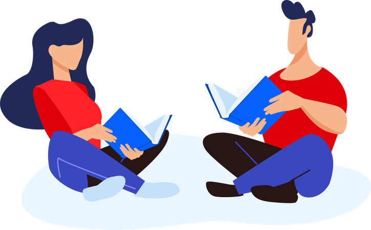 Couple reading book  Illustration