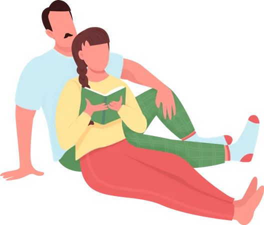 Couple Rest At Home Semi Flat Color Vector Characters Cuddling Figures Full Body People On White Lifestyle Isolated Modern Cartoon Style Illustration For Graphic Design And Animation Illustration
