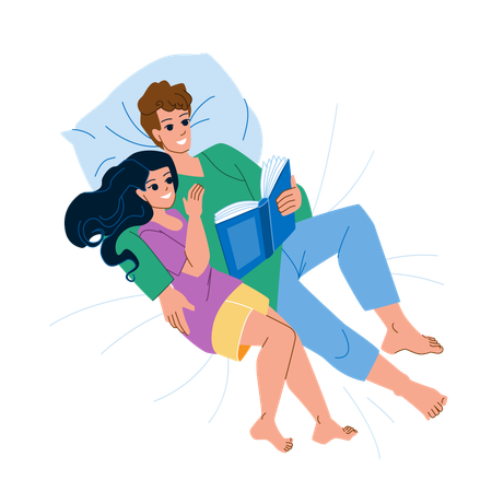 Couple reading book together  Illustration