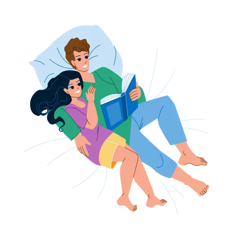 Couple reading book together  Illustration