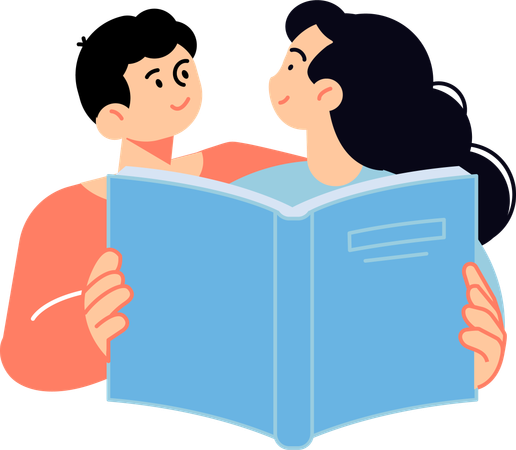 Couple reading love story book  Illustration