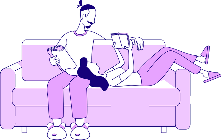Couple reading together Illustration