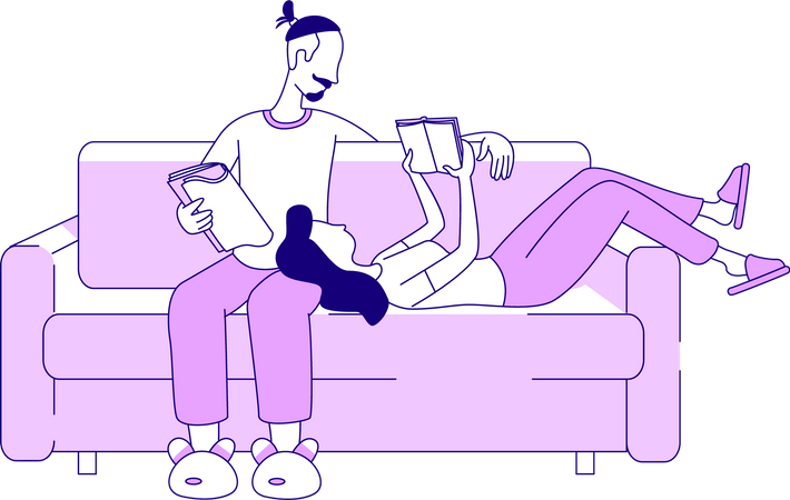 Couple reading together  Illustration