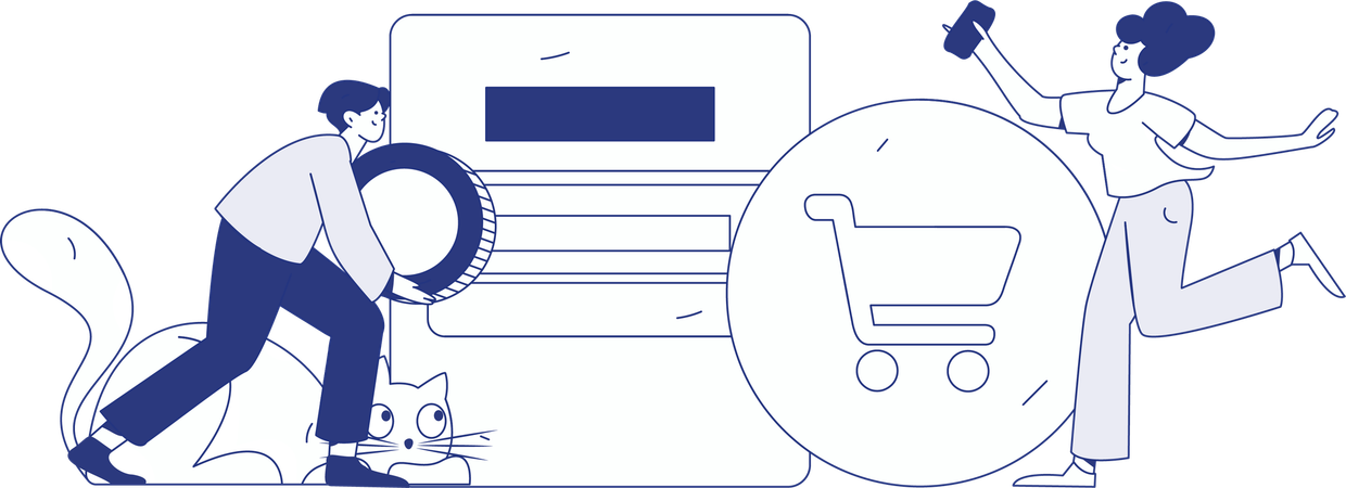 Couple receives financial discount on shopping  Illustration