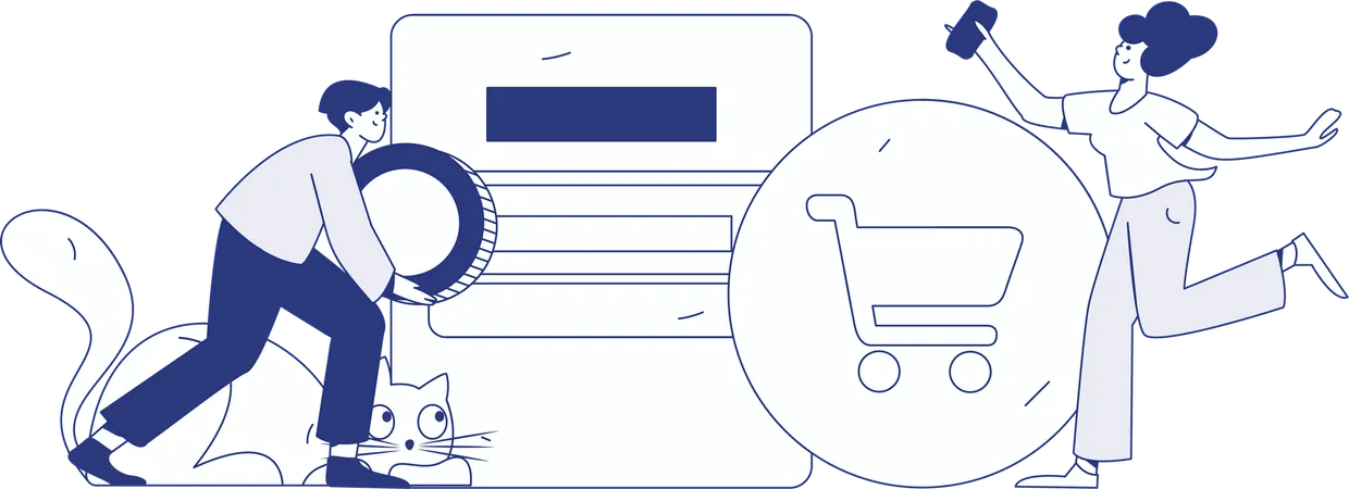 Couple receives financial discount on shopping  Illustration