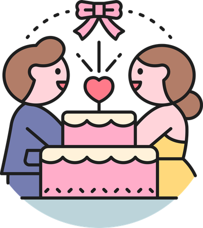 Couple Reception Cake  Illustration