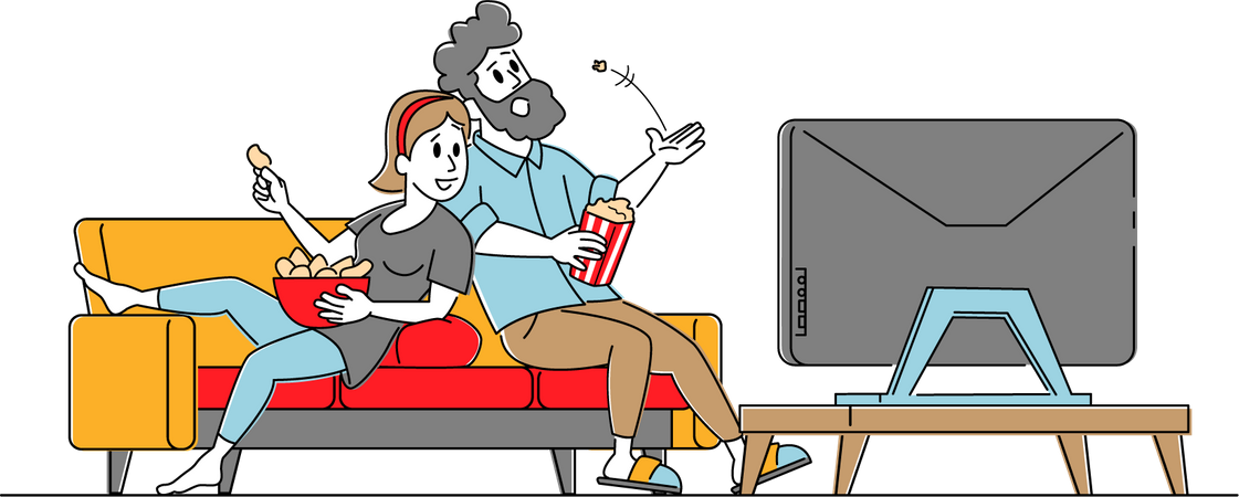 Couple regardant la télévision  Illustration