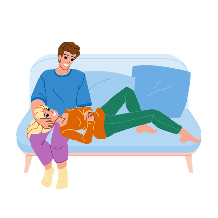 Couple relax on couch  Illustration