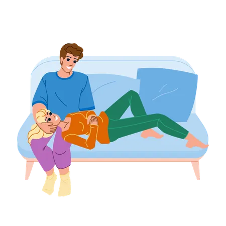 Couple relax on couch  Illustration